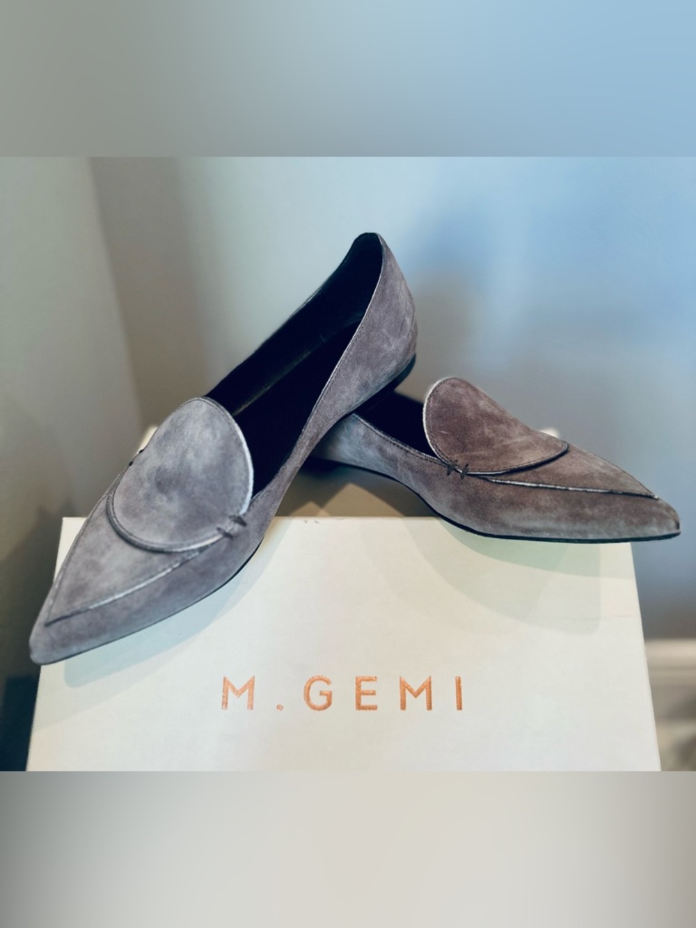 M. Gemi Suede Loafers in Slate Gray